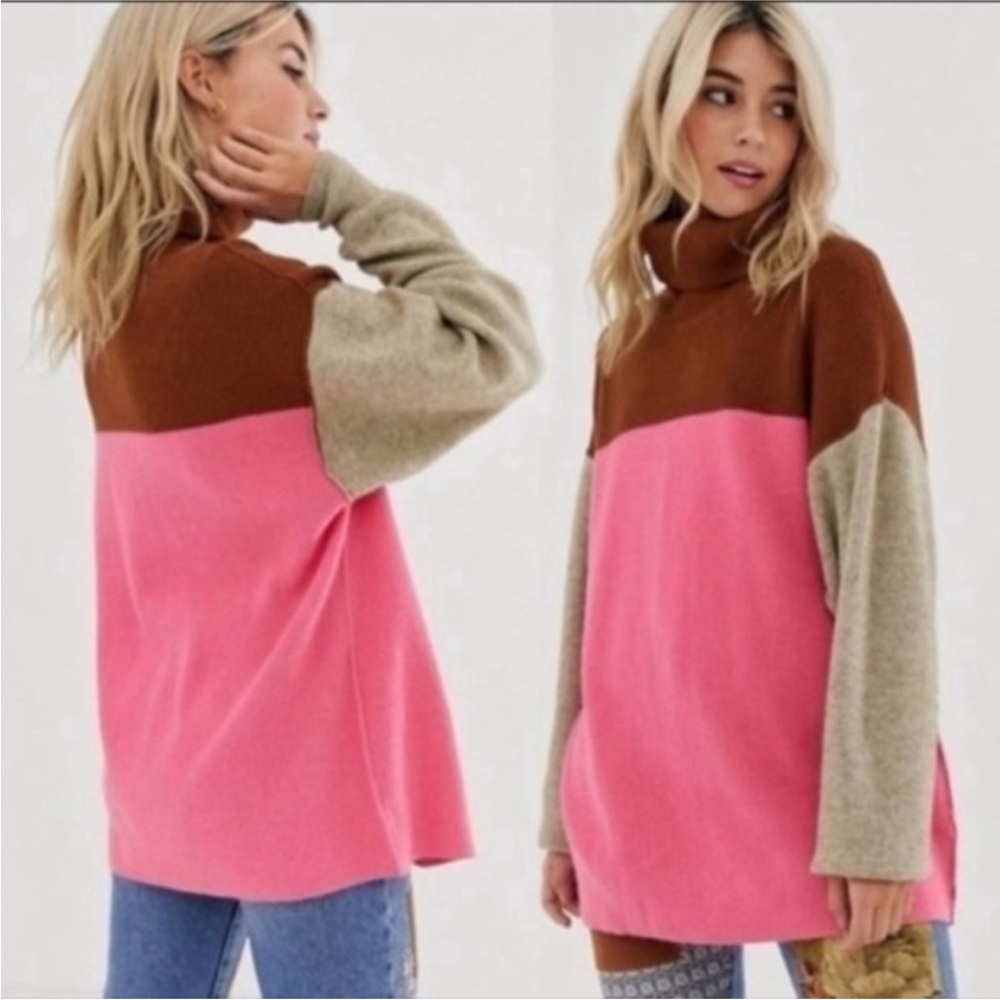 Free People Softly Structured Colorblock Sweater - XS (oversized)